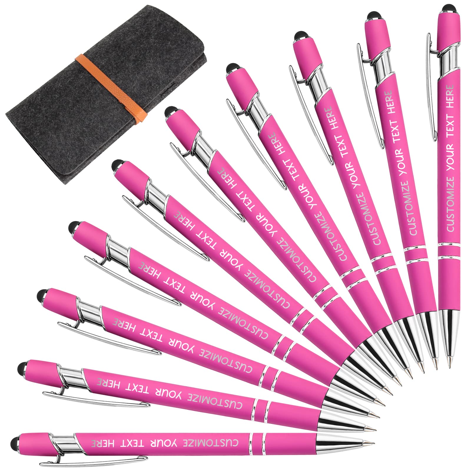 Yananka 12 Custom Pens with Stylus, Personalized with Free Engraving, Custom Pens with Business