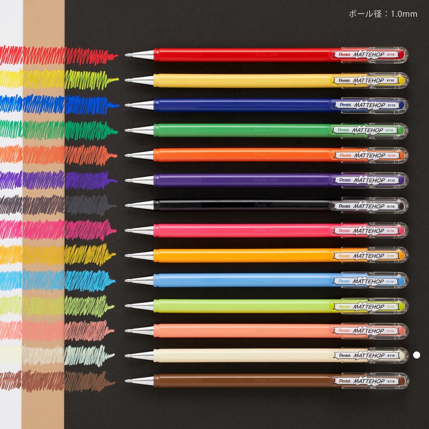 Pentel Color Ballpoint Pen, Matte Hop, Ivory White, 10 Count K110-VH