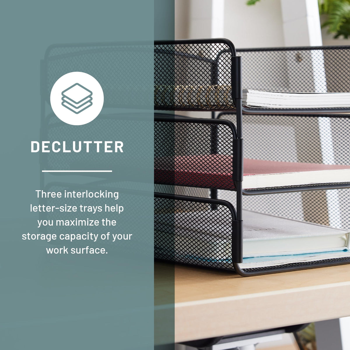 Safco Onyx Desk Organizer, 3 Trays, Office and Classroom Mailbox, Paper and Mail Sorter, Steel
