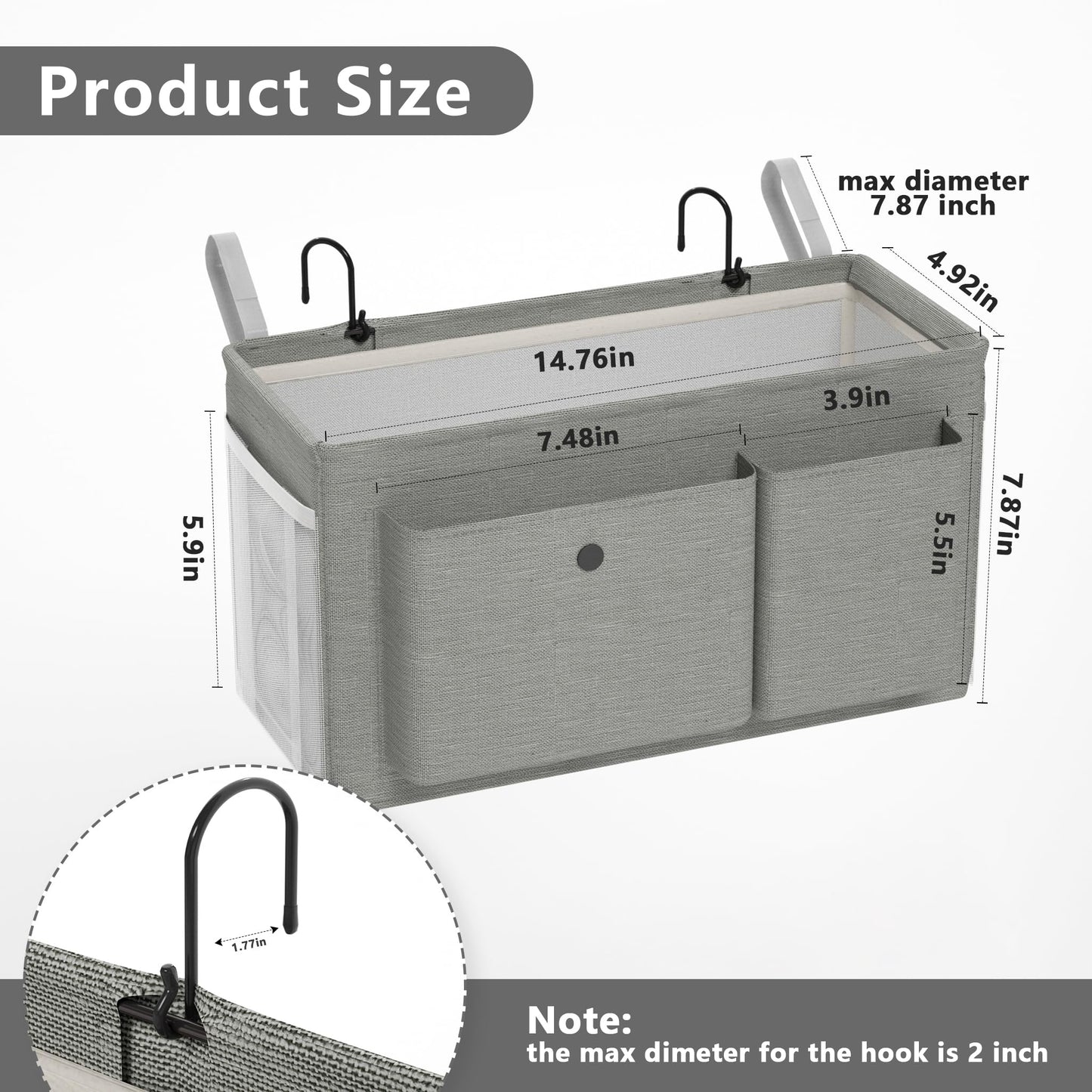 Bedside Caddy Bedside Storage Hanging Organizer for Bunk Dorm Bed Rail