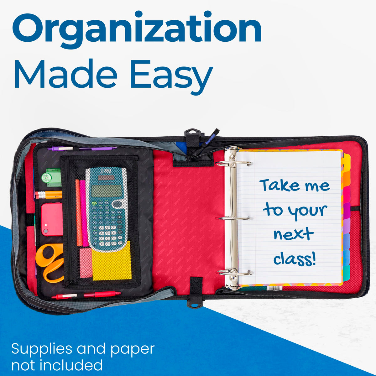 Case-it Zipper Binder | 3-Inch O-Rings | 600-Sheet | D-146 Fire Engine Red