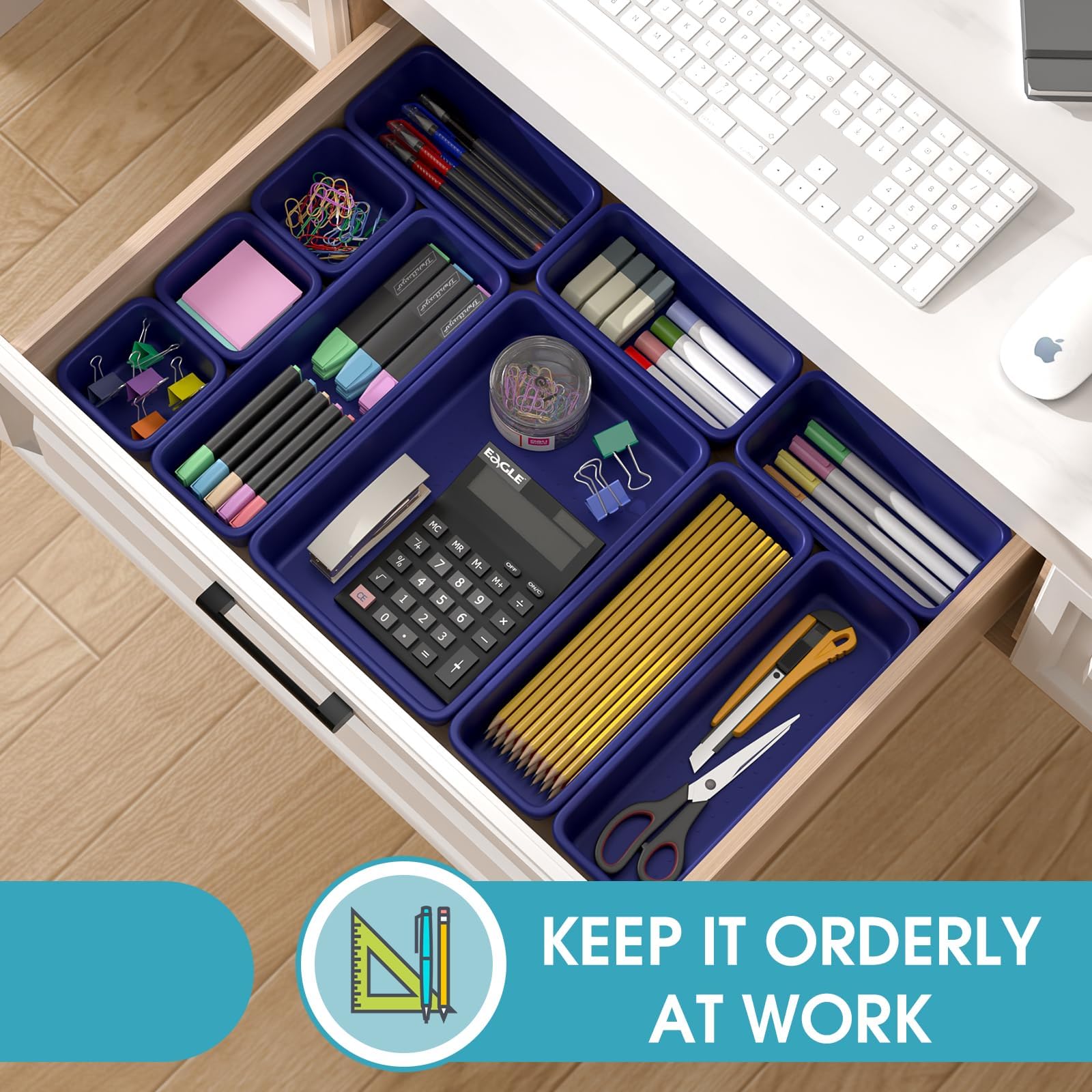 33 PCS Drawer Organizer Set, 4 Size Makeup Drawer Divider Organizer With Non-Slip Pads