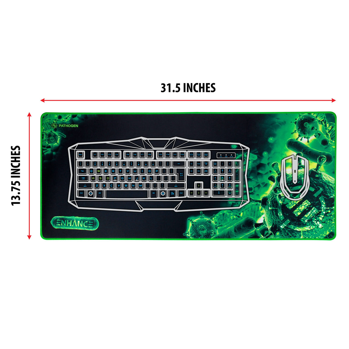 Enhance Extended Large Gaming Mouse Pad - XL Mouse Mat (31.5" x 13.75") Anti-Fray Stitching for