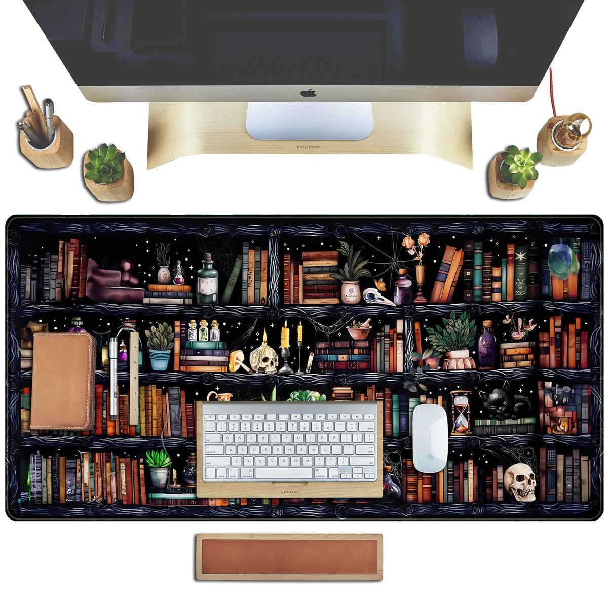 Desk Mat Forest Library Book Mouse Pad Big Desk Pad XXL Extended Gaming Large Mouse Pad for Desk