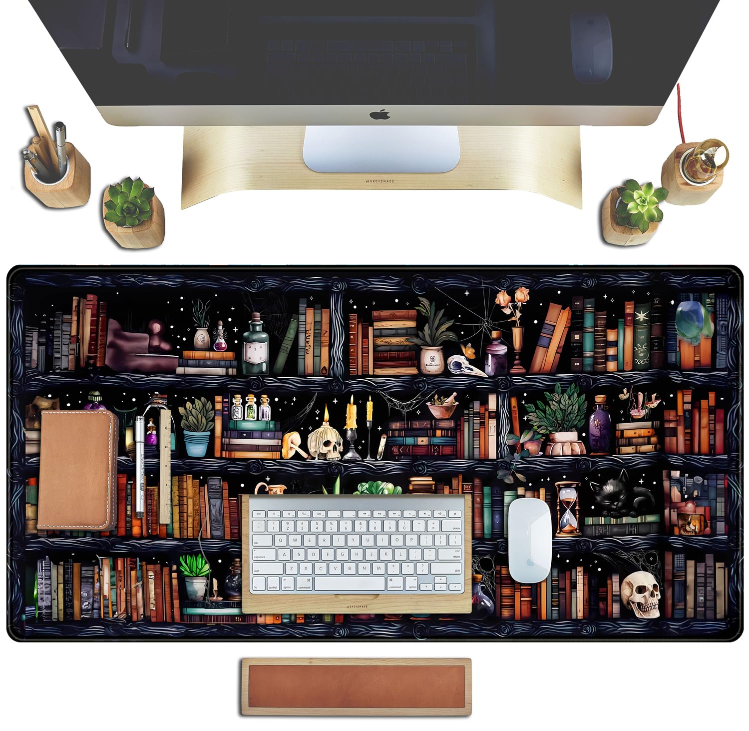 Desk Mat Forest Library Book Mouse Pad Big Desk Pad XXL Extended Gaming Large Mouse Pad for Desk