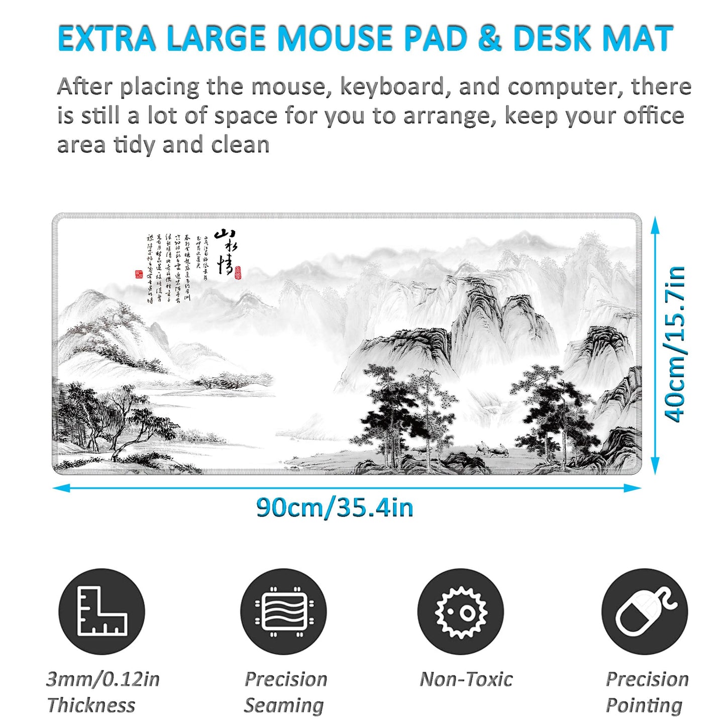 LL-COEUR Pattern XXL Computer Mouse Pad 35.4x15.7x0.12inch, Large PC Keyboard Mousepad with