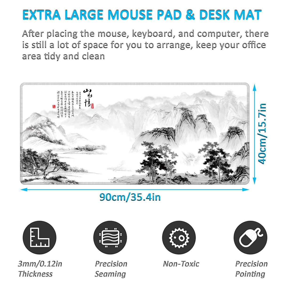 LL-COEUR Pattern XXL Computer Mouse Pad 35.4x15.7x0.12inch, Large PC Keyboard Mousepad with