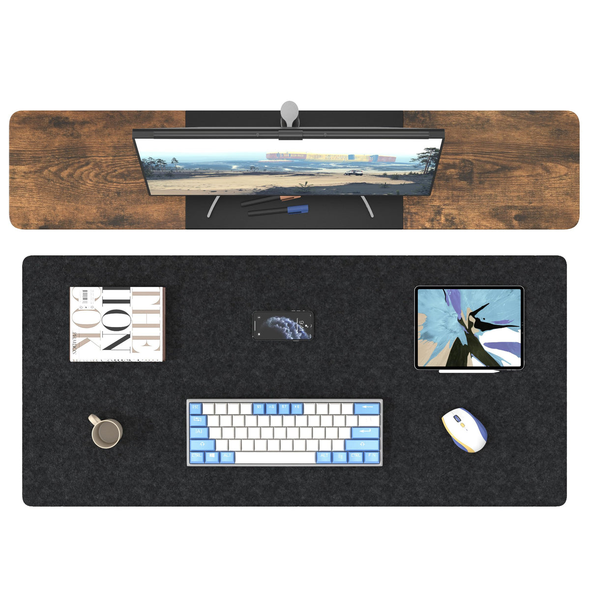 DAWNTREES Non-Slip Felt Desk Mat,36 x 16 Inches Large Desk Pad Protector