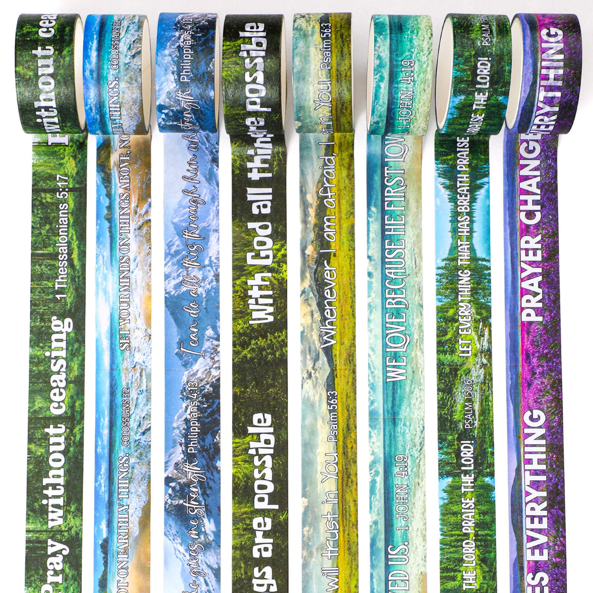 Janlaugh 24 Rolls Christian Washi Tape Gifts for Bible Journaling, Scenery
