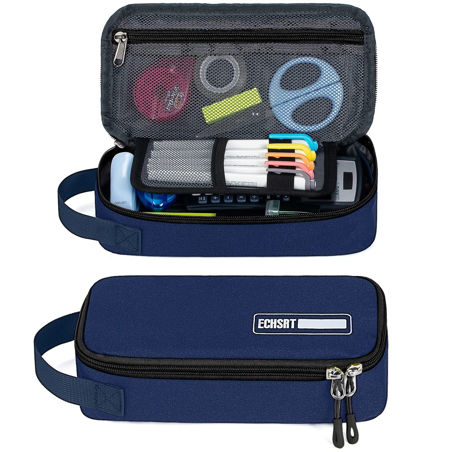 ECHSRT Large Pencil Case, Aesthetic Pen Pouch with Big Capacity, Minimalist Portable Stationery Bag