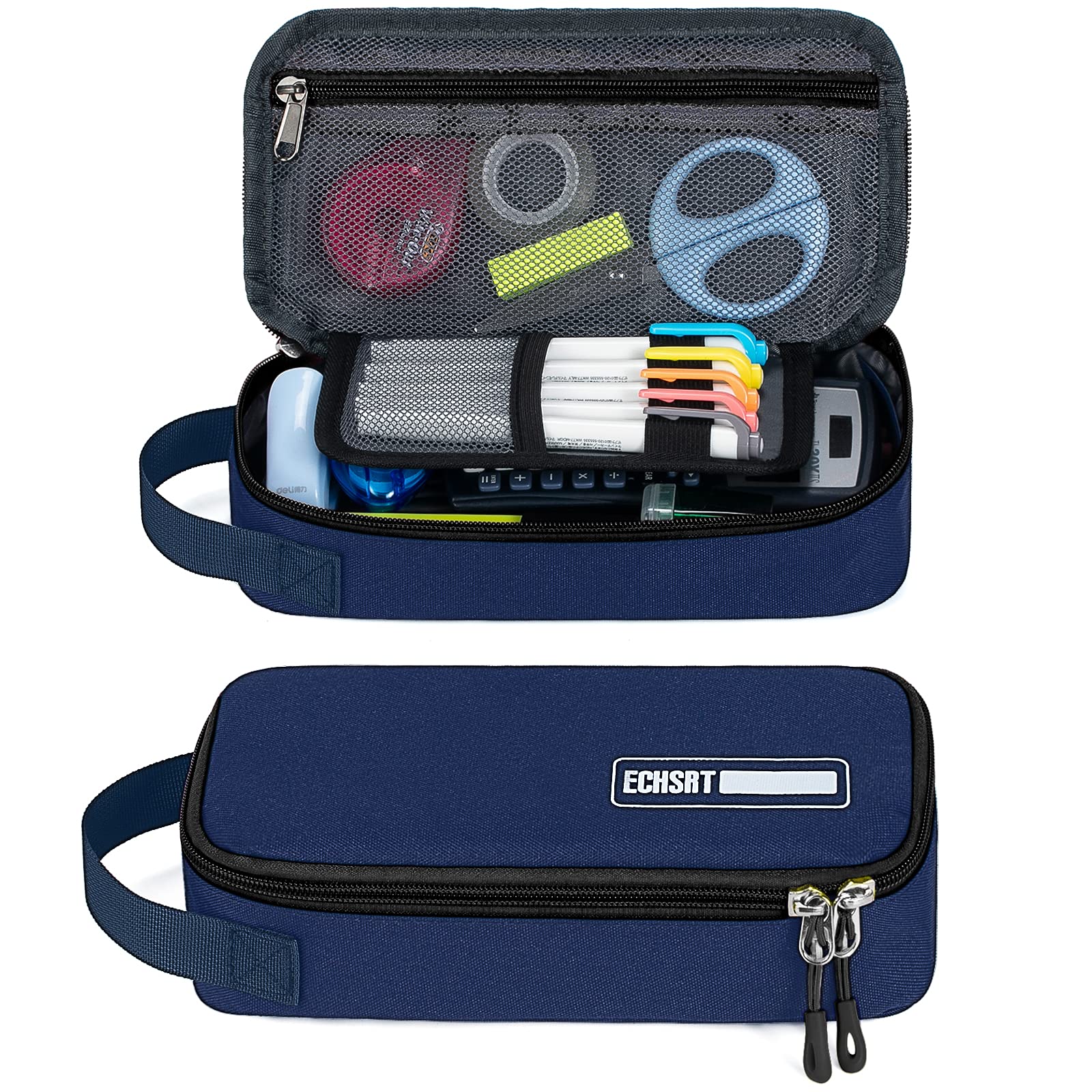 ECHSRT Large Pencil Case, Aesthetic Pen Pouch with Big Capacity, Minimalist Portable Stationery Bag