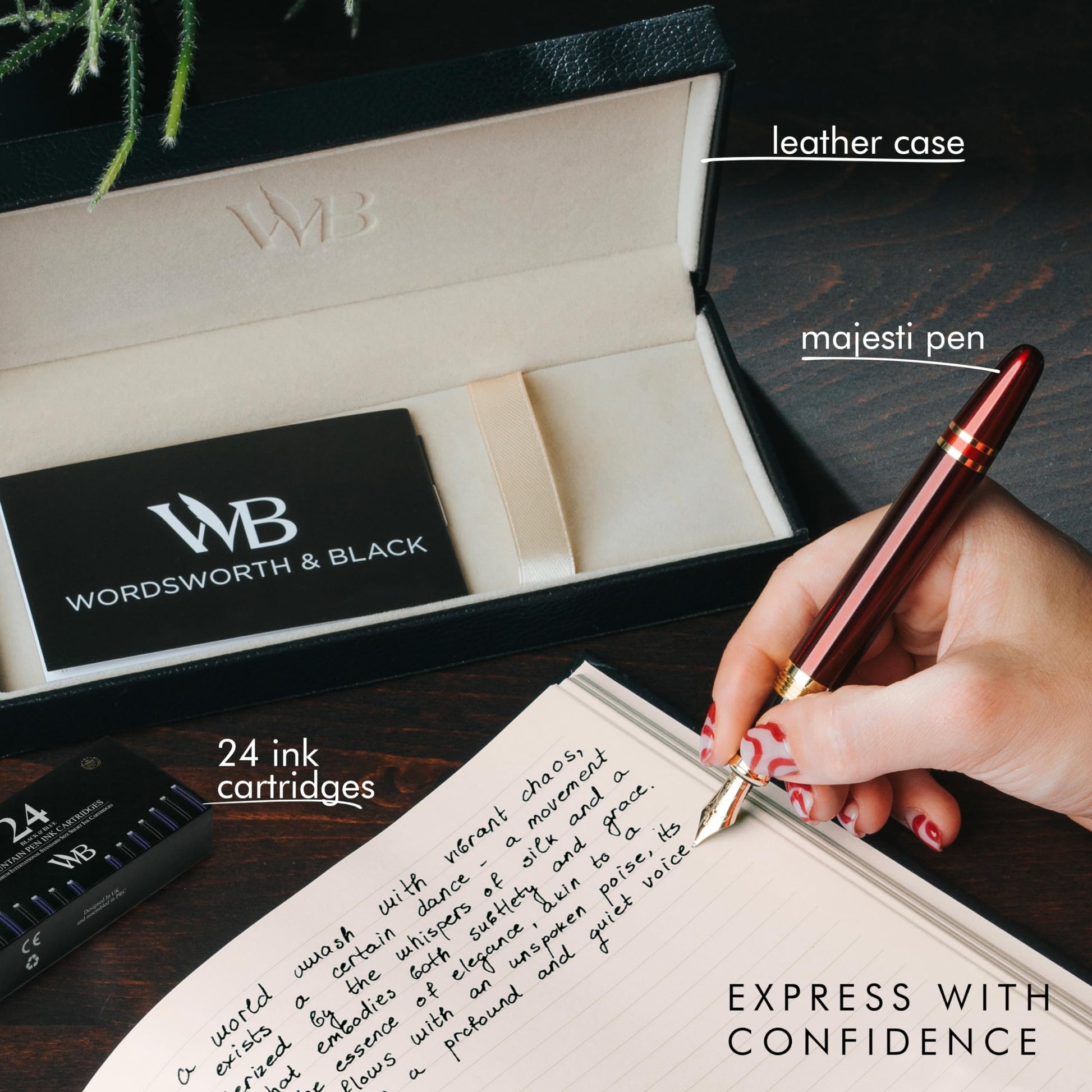 Wordsworth & Black Majesti Fountain Pen Set for Writing, Extra Fine Nib