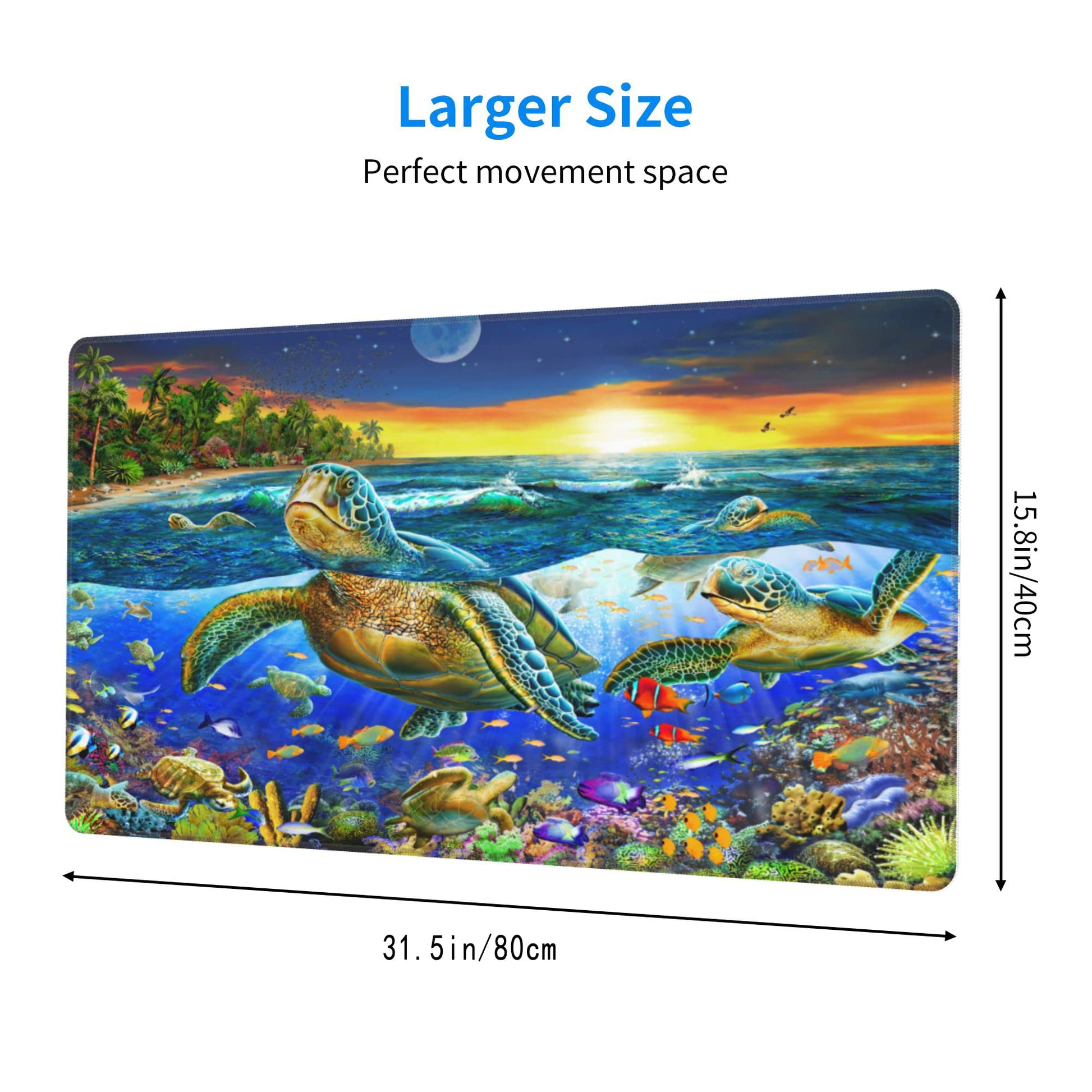 Desk Mat,Sea Turtle Extended Gaming Mouse Pad for Office Work & Game,Computer Keyboard Mouse Mat