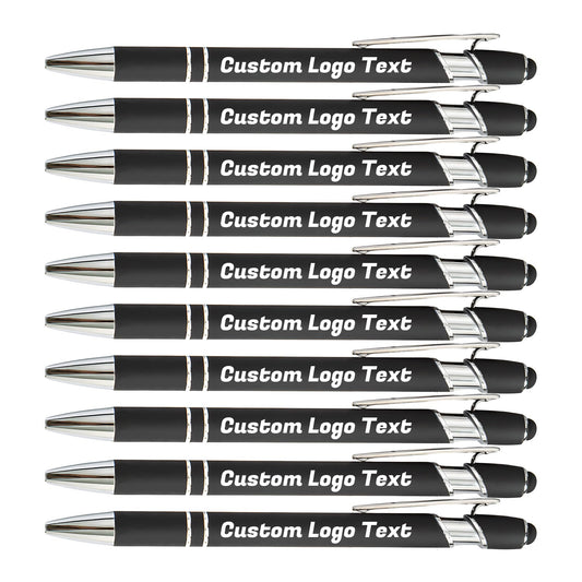 HEYZARDA Custom Pens Ballpoint with Stylus for Events, Black, 20 Pcs