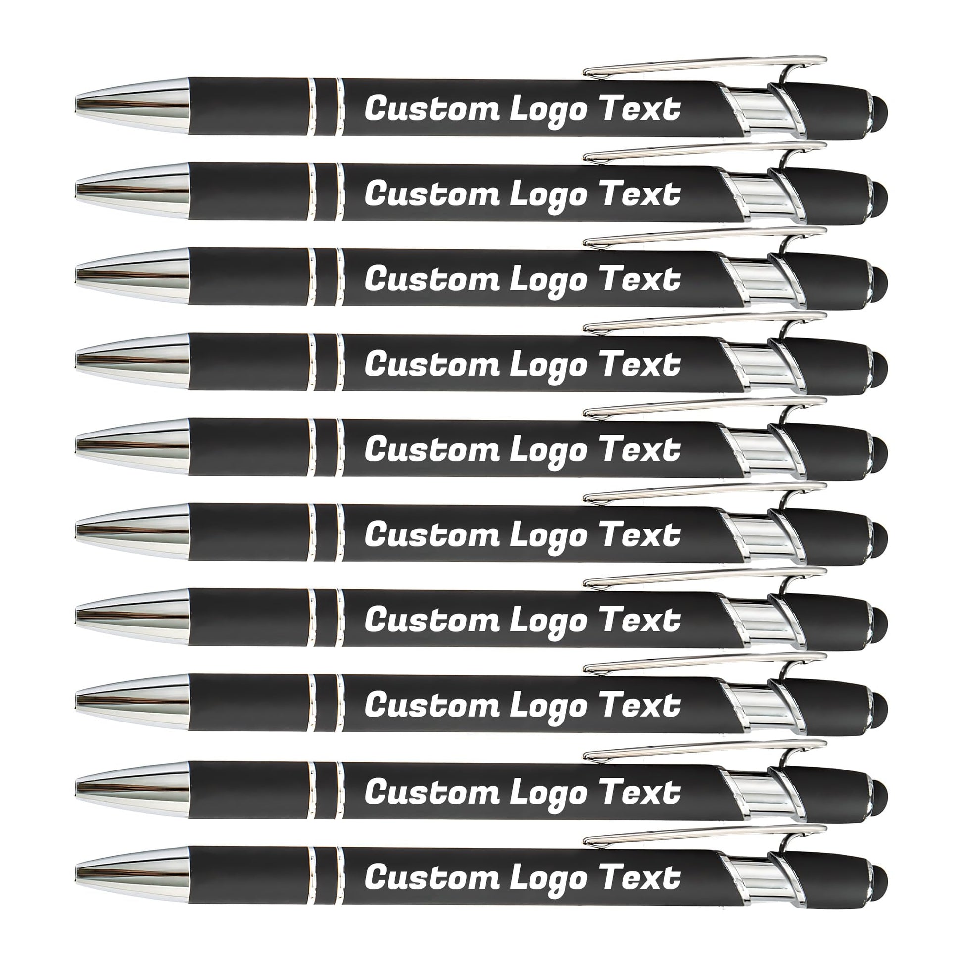 HEYZARDA Custom Pens Ballpoint with Stylus for Events, Black, 50 Pcs