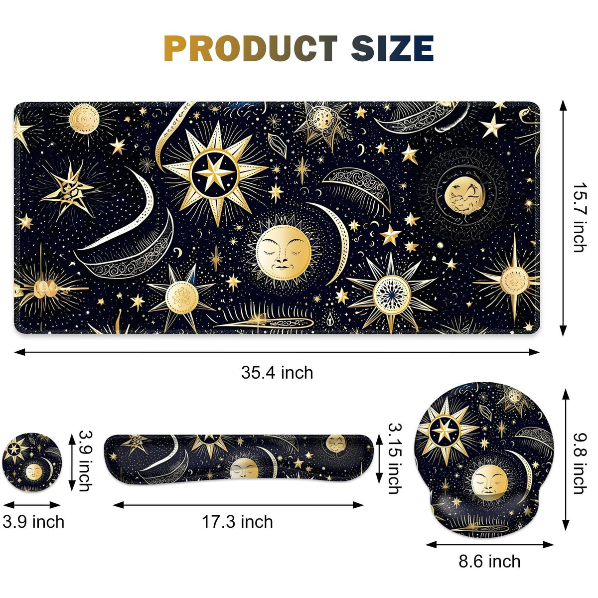 Gaming Mouse Pad, Large Desk Mat, Cute Desk Pad Protector, 4in1 XXL Mousepad + Keyboard Wrist