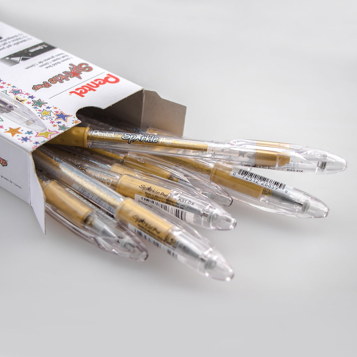Pentel Sparkle Pop Metallic Gel Pen, (1.0mm) Bold Line, Gold, Box of 12 Pens (K91-DX)