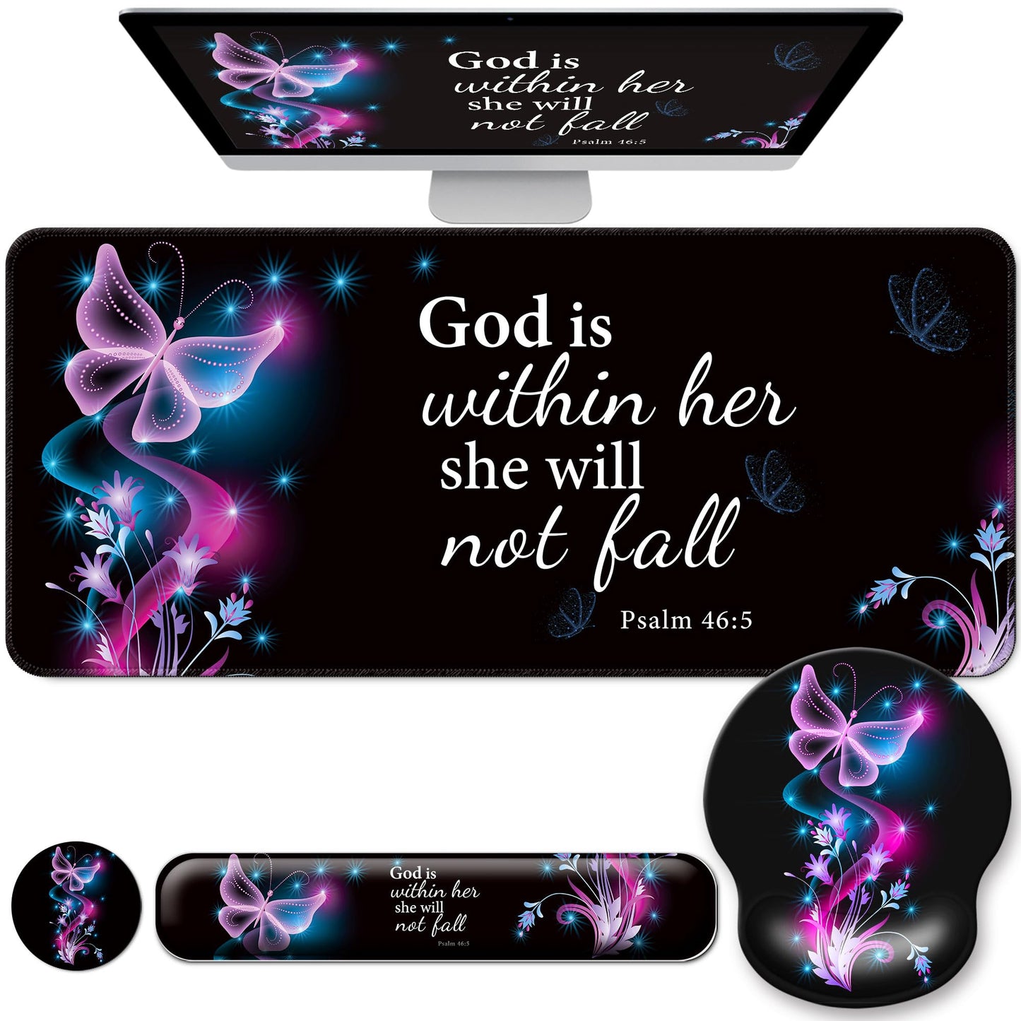 VINEBURY Desk Mat Set Keyboard and Mouse Pad with Wrist Rest Support