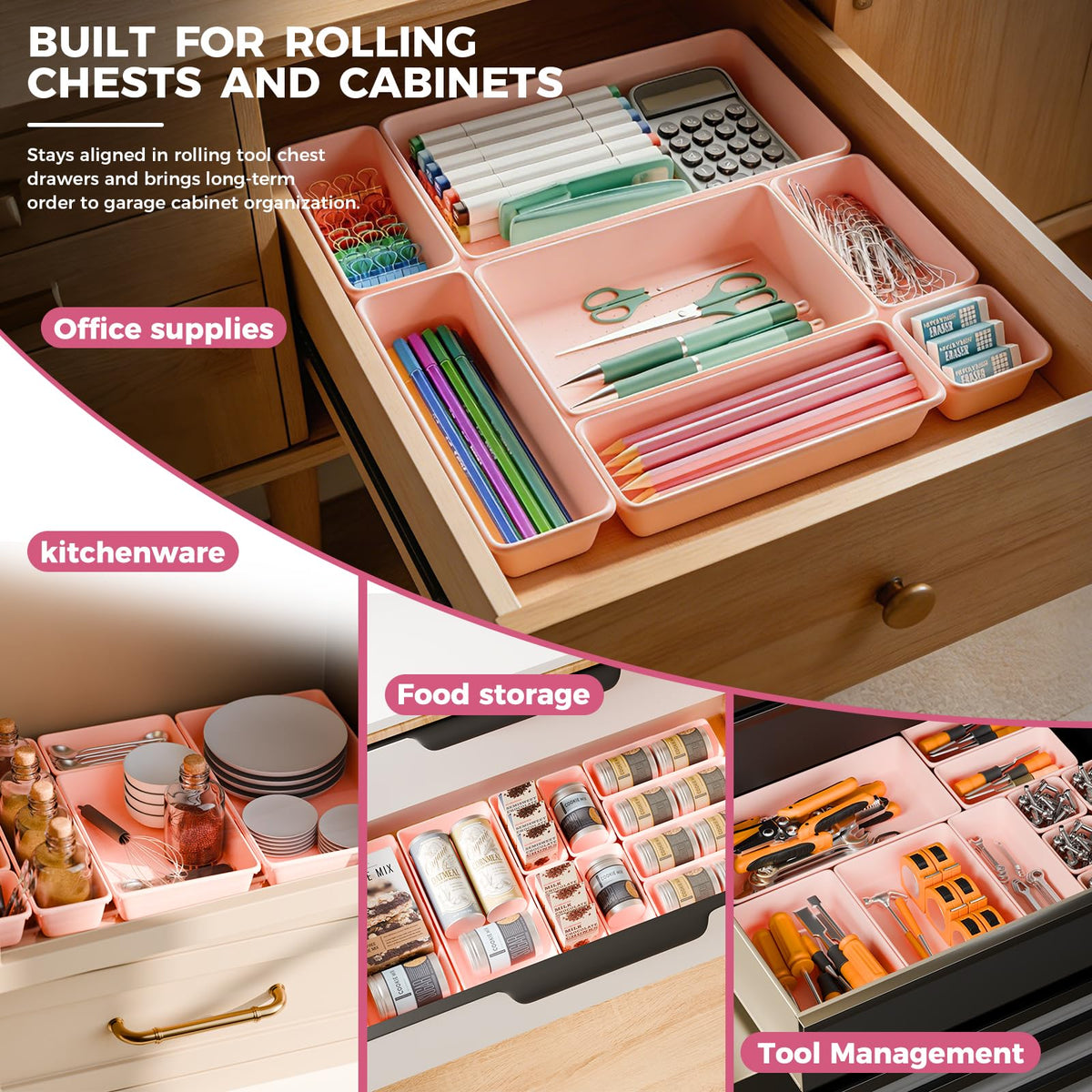 inihpocv [ 48PCS & 5 Sizes ] Tool Box Organizer Tray, Toolbox Drawer Organizer with Non-Slip Pads