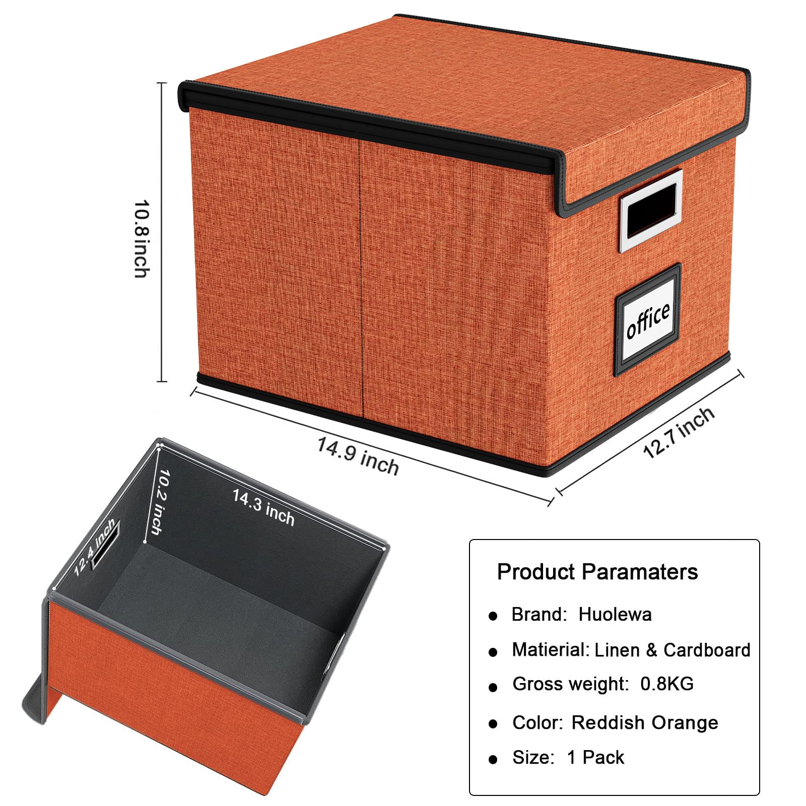 Huolewa File Organizer Box with Lids, Collapsible File Folder Organizer