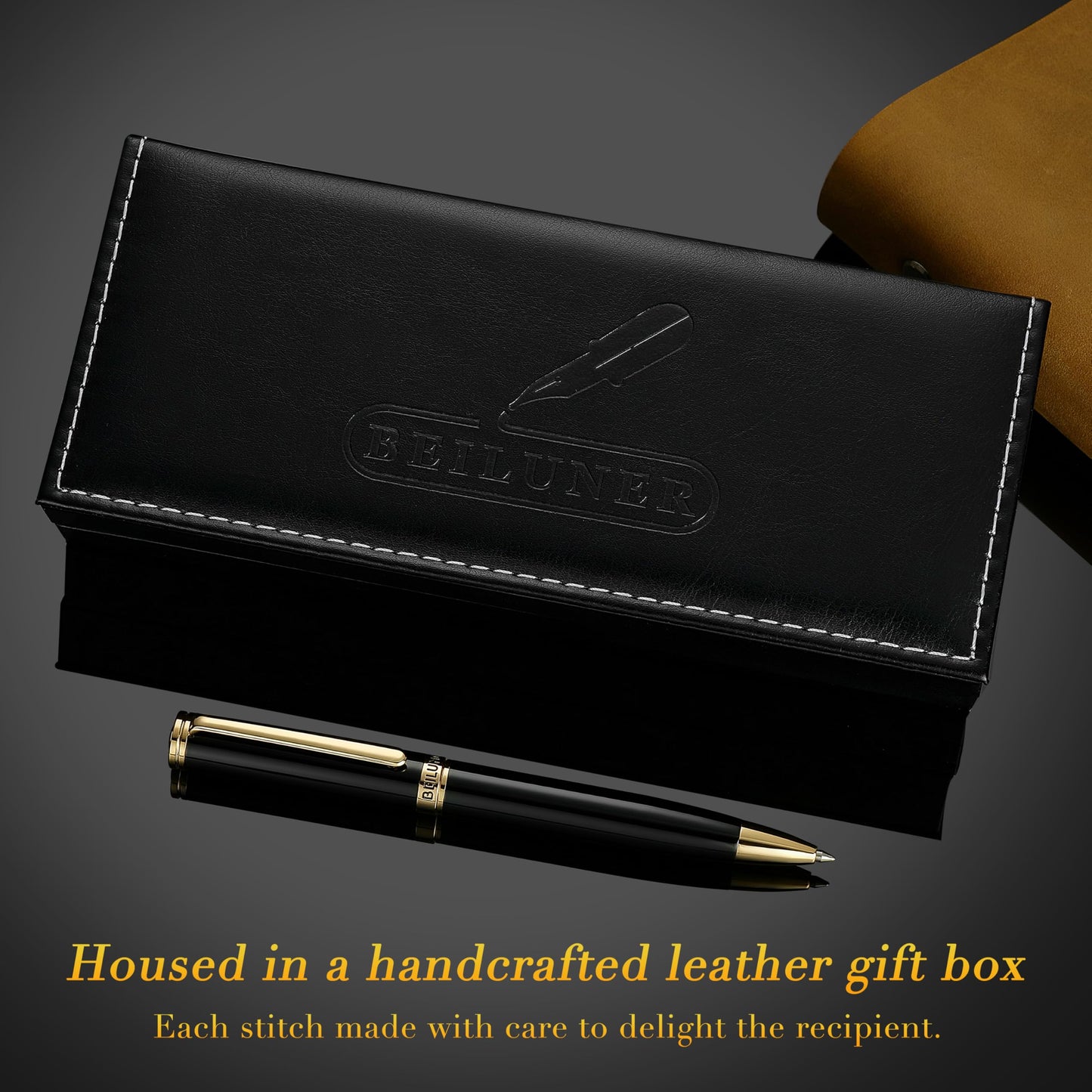 BEILUNER Luxury Gel Pen with 24K Gold Finish, Black Piano Lacquer, Luxury Grade Craftsmanship, Best