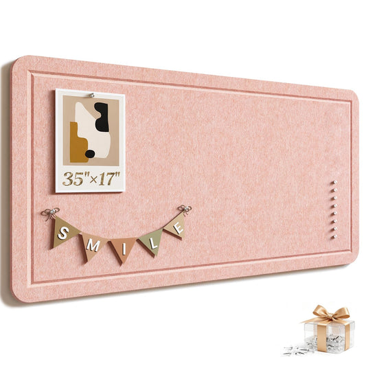 Large Bulletin Board, 35 X 17 Inches Felt Cork Board with 40 Pushpins, Foldable Felt Notice Pin