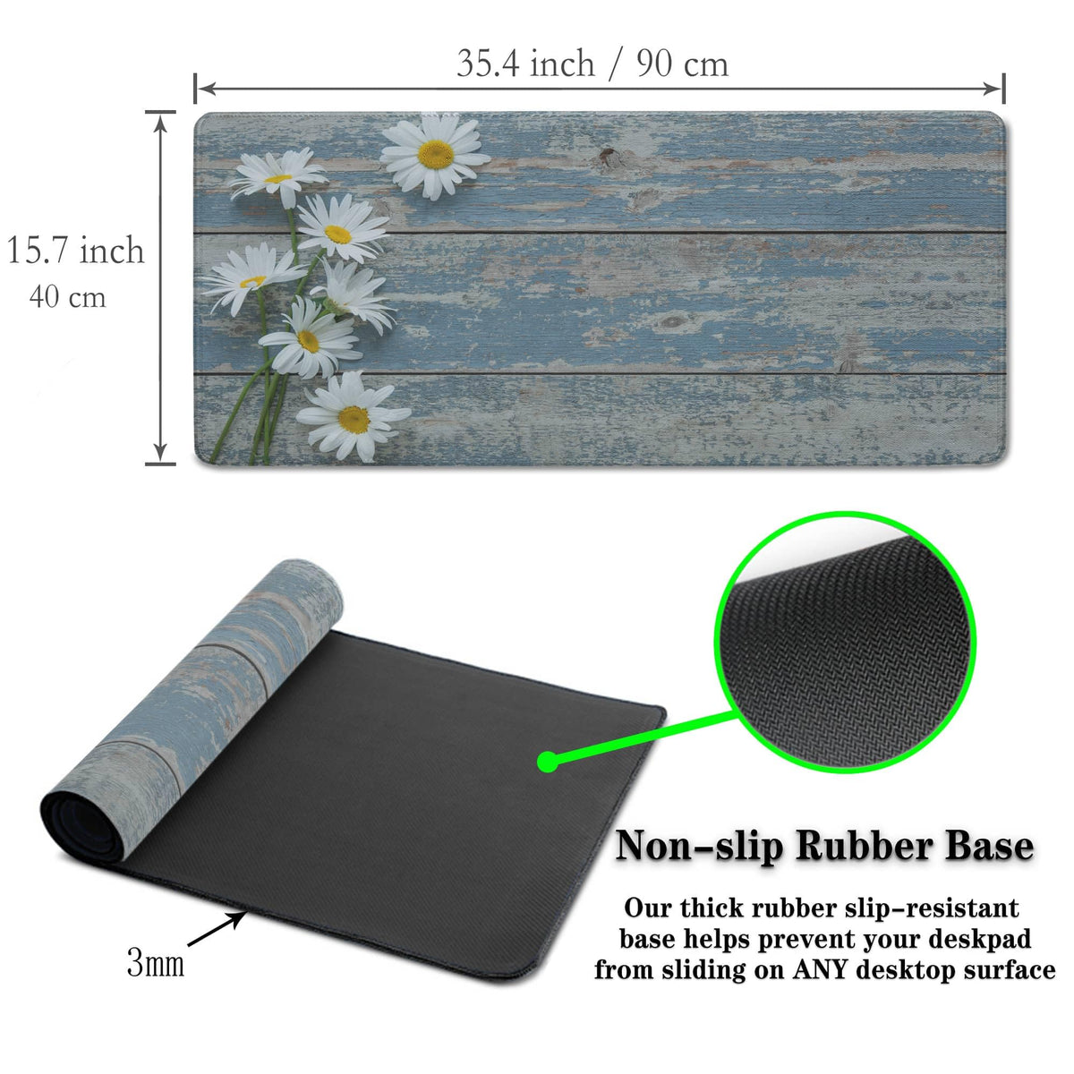 Samgula Computer Desk Mat Mouse Pad, Big Non-Slip Rubber Base Mousepad for PC, Work, Game, Office