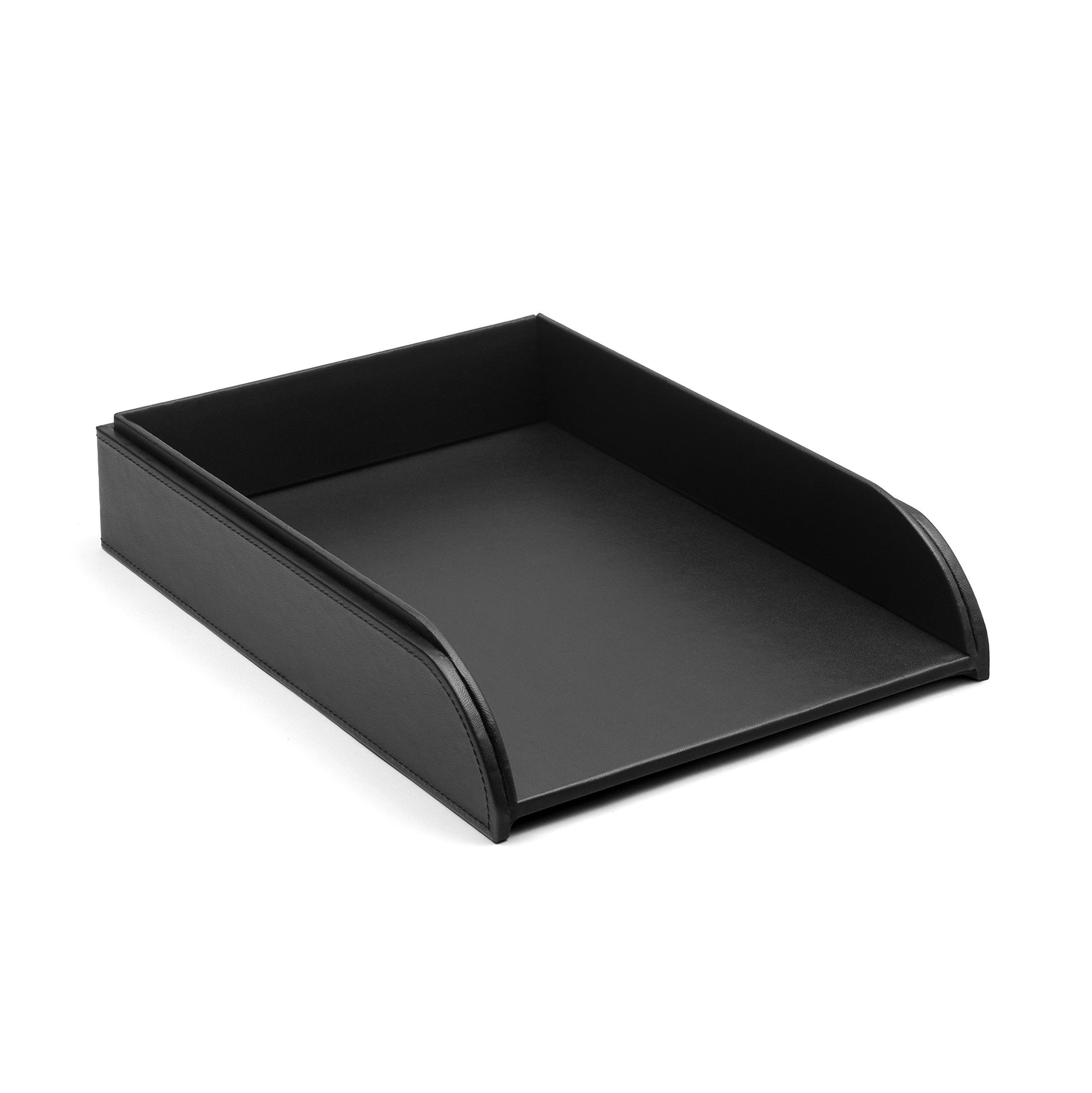Osco Faux Leather Letter Tray - Black