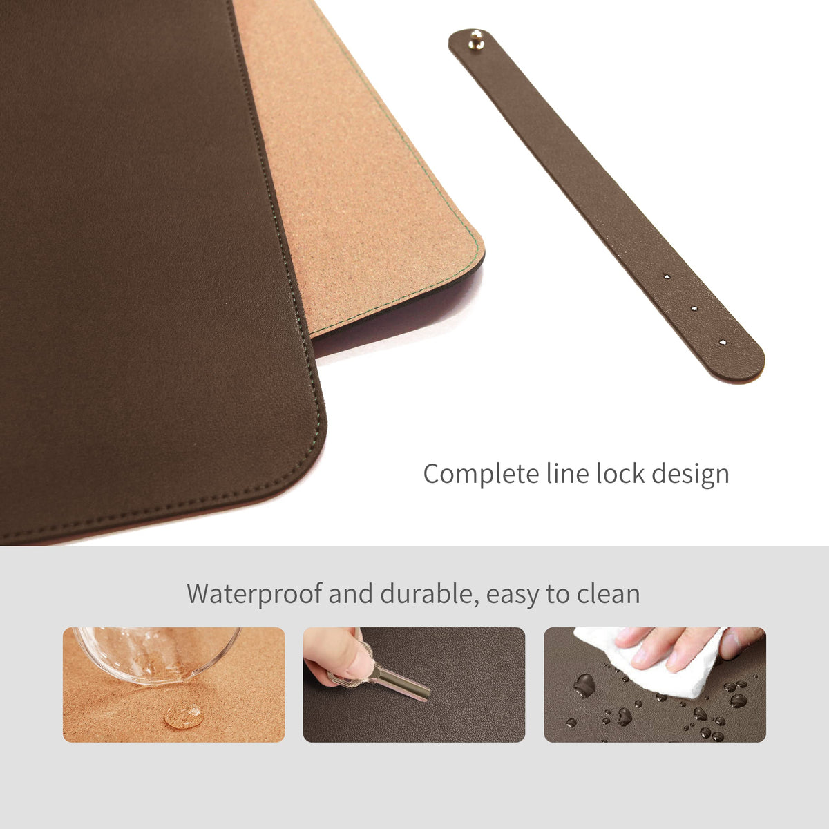 RENMTURE Dual-Sided Mouse Pad, Natural Cork & PU Leather Large Desk Pad for Office and Home Work