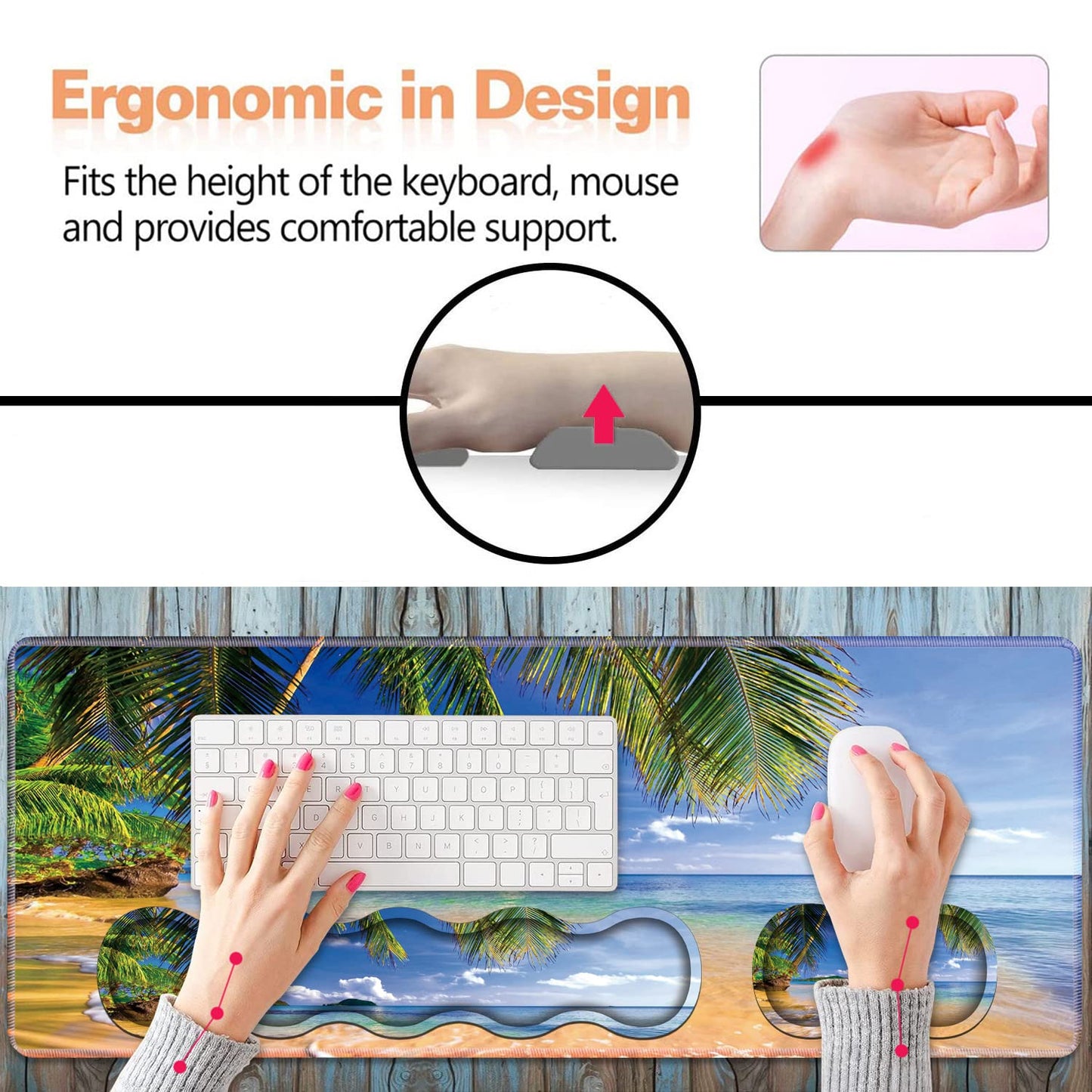 Ergonomic Keyboard Wrist Rest & Mouse Pad Wrist Rest Set, Large XXL Gaming Desk Mat 31.5"x 11.8"