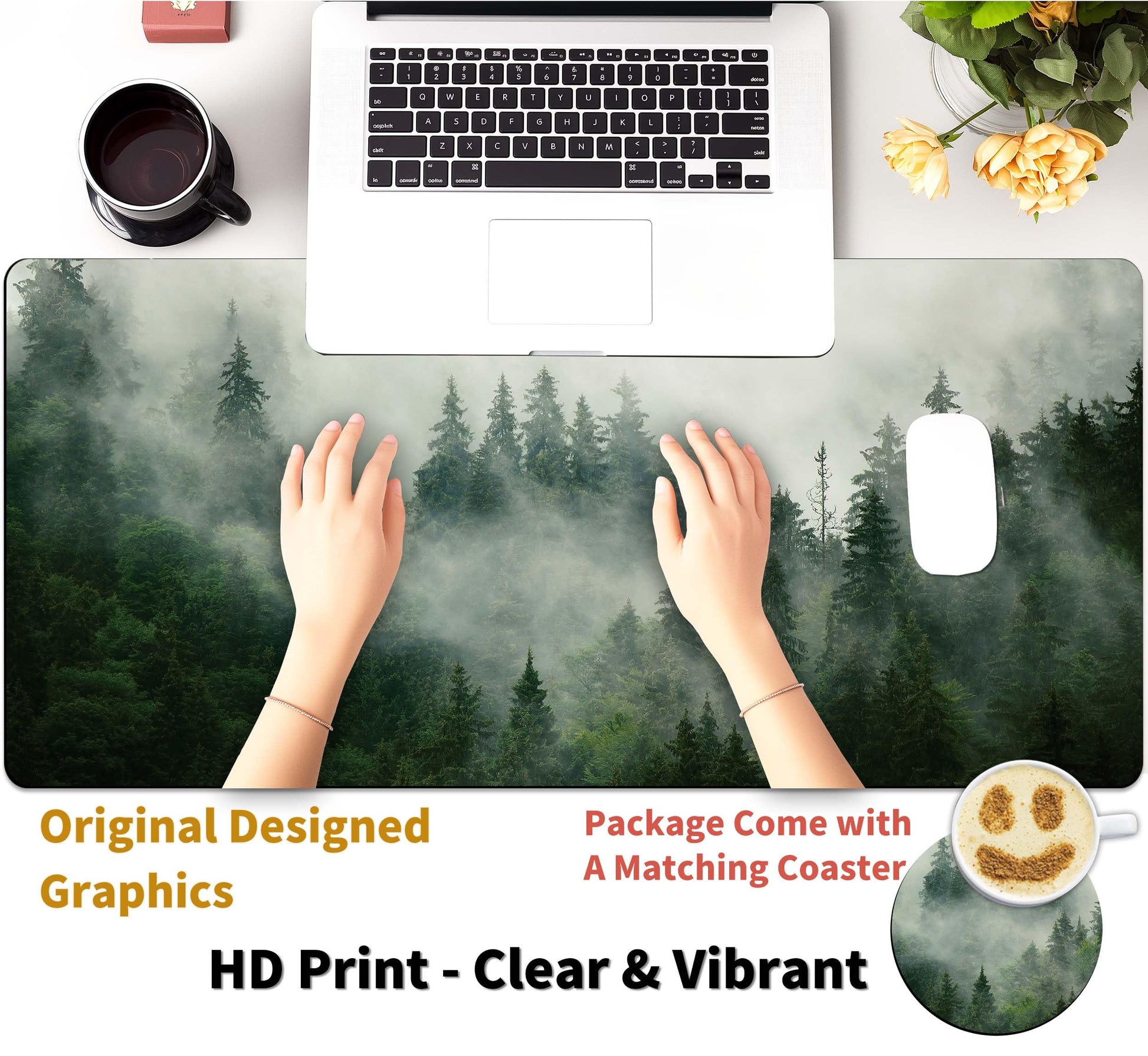 Huge Mouse Pad for Desk 40x20 Inch Extra Large with Coaster, Big Mousepad Stitched Edges Non Slip