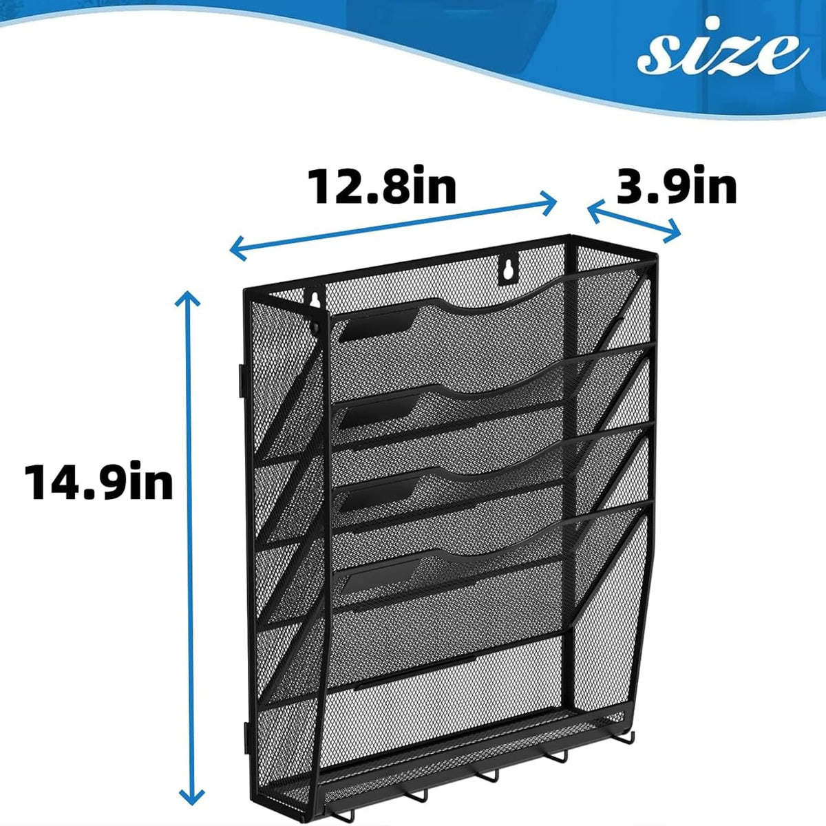 Gawerk 5-Tier Wall File Organizer Hanging Wall File Holder Wall Mount Paper Folder Organize, Mesh
