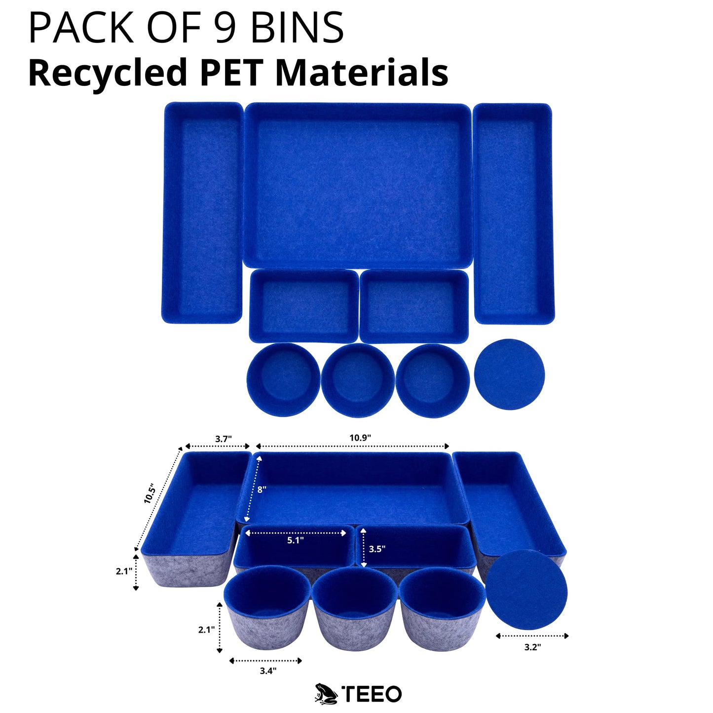 Teeo - Felt Drawer Organizer - Desk Accessories - Office Organization - Kitchen Organizer - Jewelry