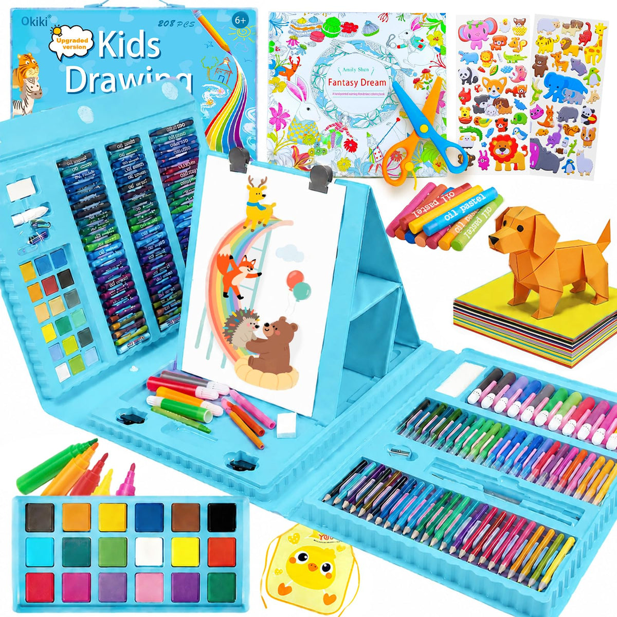 Okiki 297Pcs Art Supplies for Kids, Deluxe Drawing Kit for Young Artists