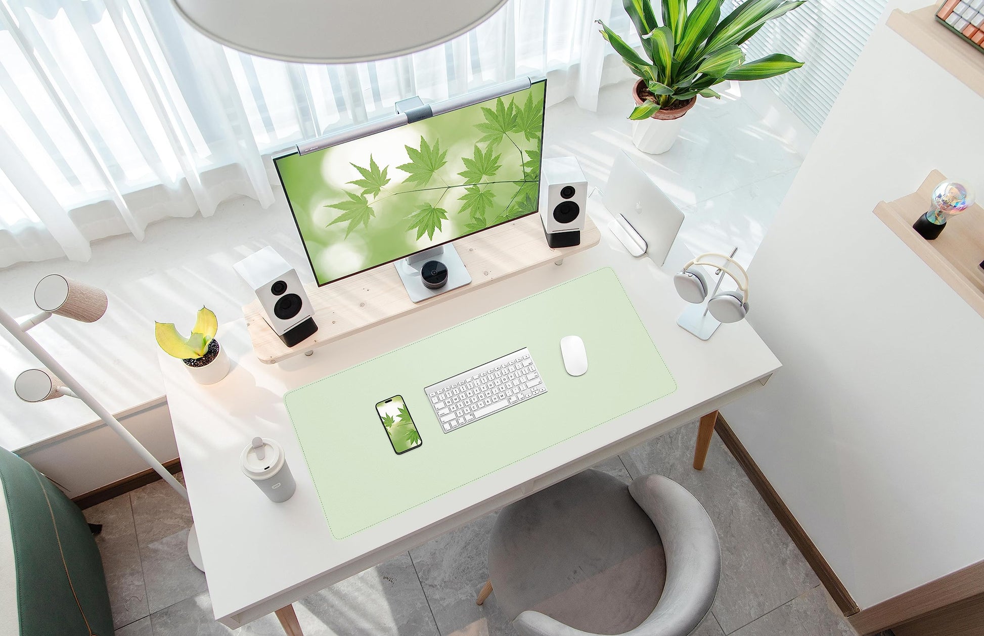 AFIING Cork Desk Mat 35.4" x 17", Dual-Sided Natural Cork & PU Leather Desk Pad, Non-Slip