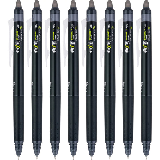 PILOT FriXion Synergy Clicker Erasable, Pack of 8, Black