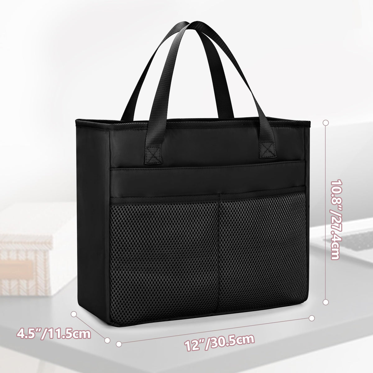 Prokva File Folder Tote Bag with Handle, Document Organizer Box, Black