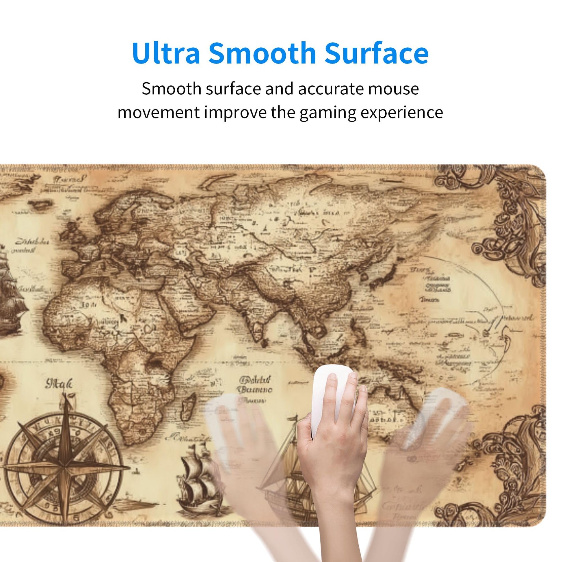 Nautical Compass Mouse Pad Extended Large Gaming Mouse Pad XL Stitched Edges for Gamer Home Office