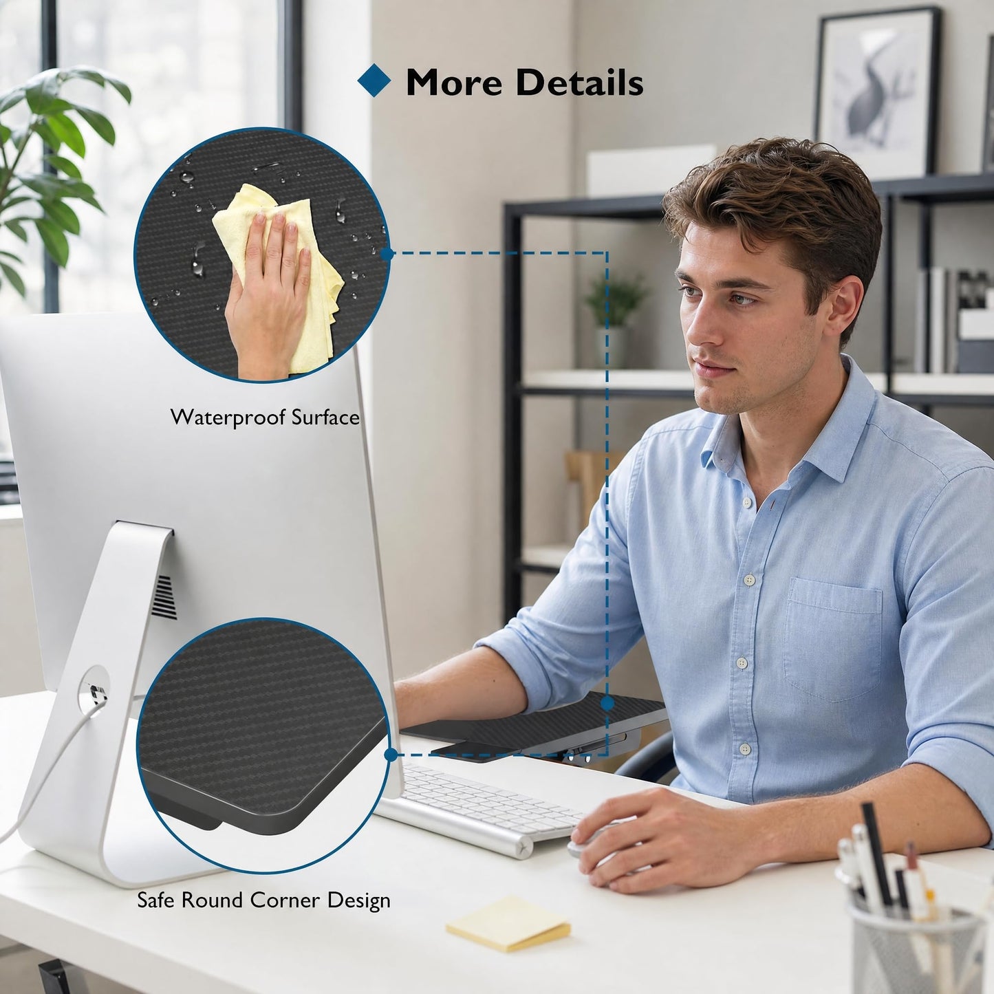 BONTEC Ergonomic Desk Extender Tray, 9.5"x9.1" Wrist Rest Shelf