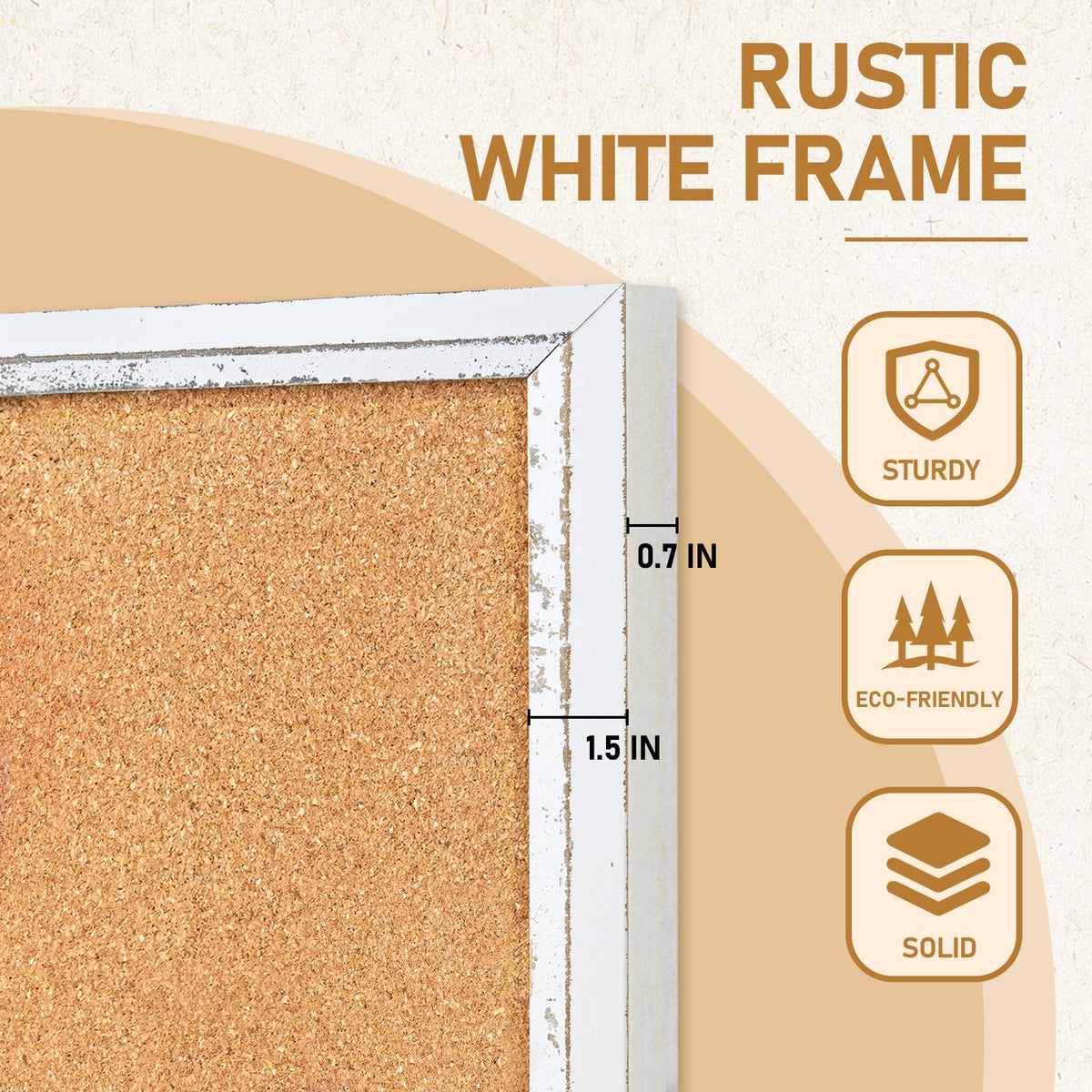 DOLLAR BOSS White Cork Board, 24" X 18" Rustic Framed Bulletin Board