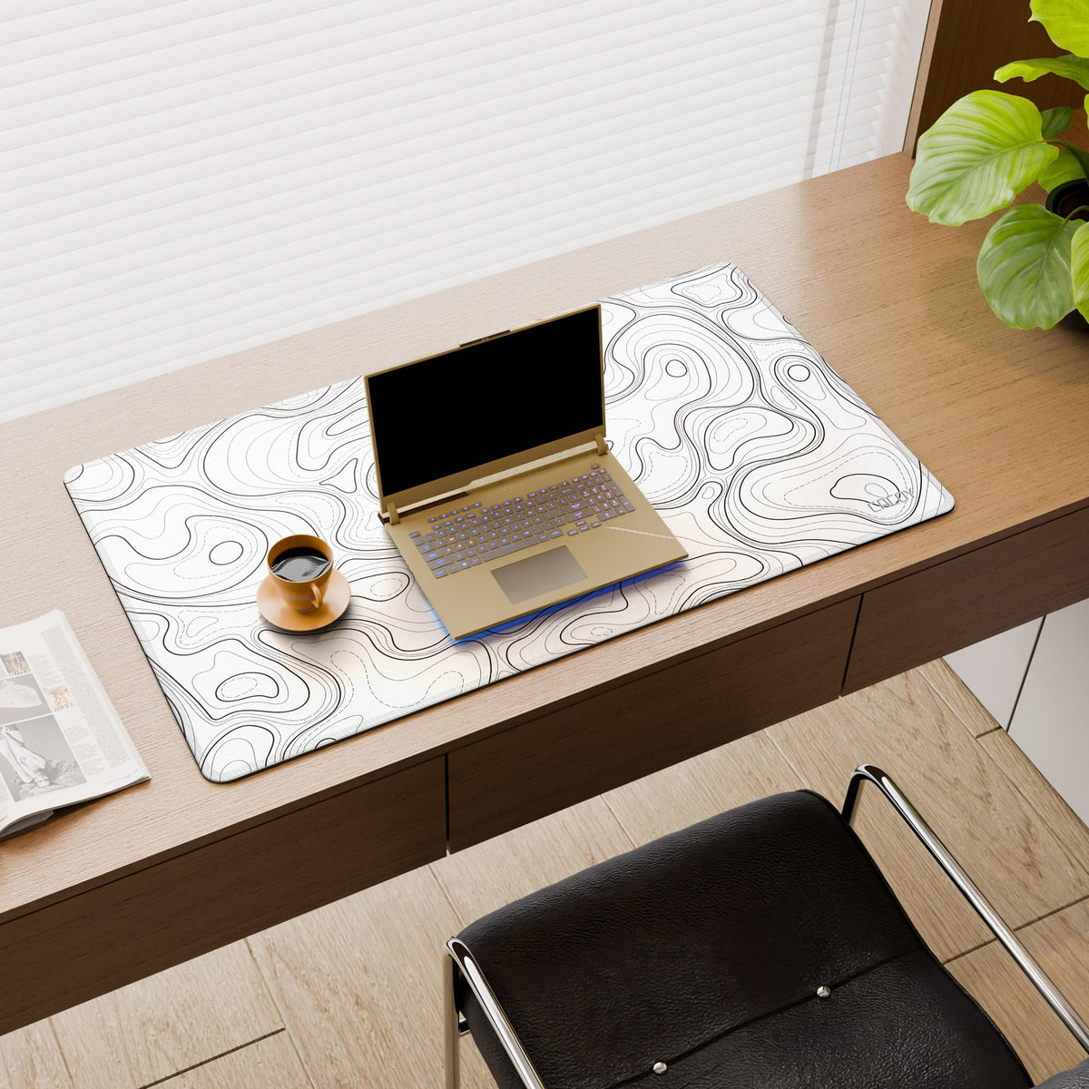 Cacoy 36"x20" Topographic Gaming Mouse Pad XXL, Extended Computer Desk Mat