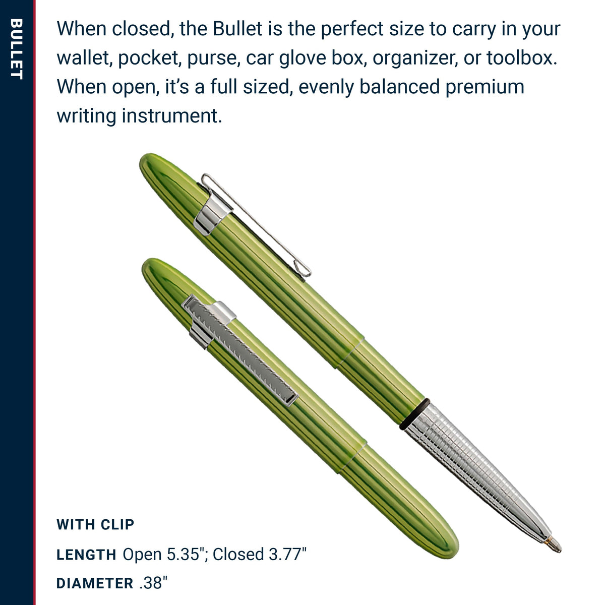 Fisher Space Pen Aurora Borealis Lime Pressurized Ballpoint Bullet Pen