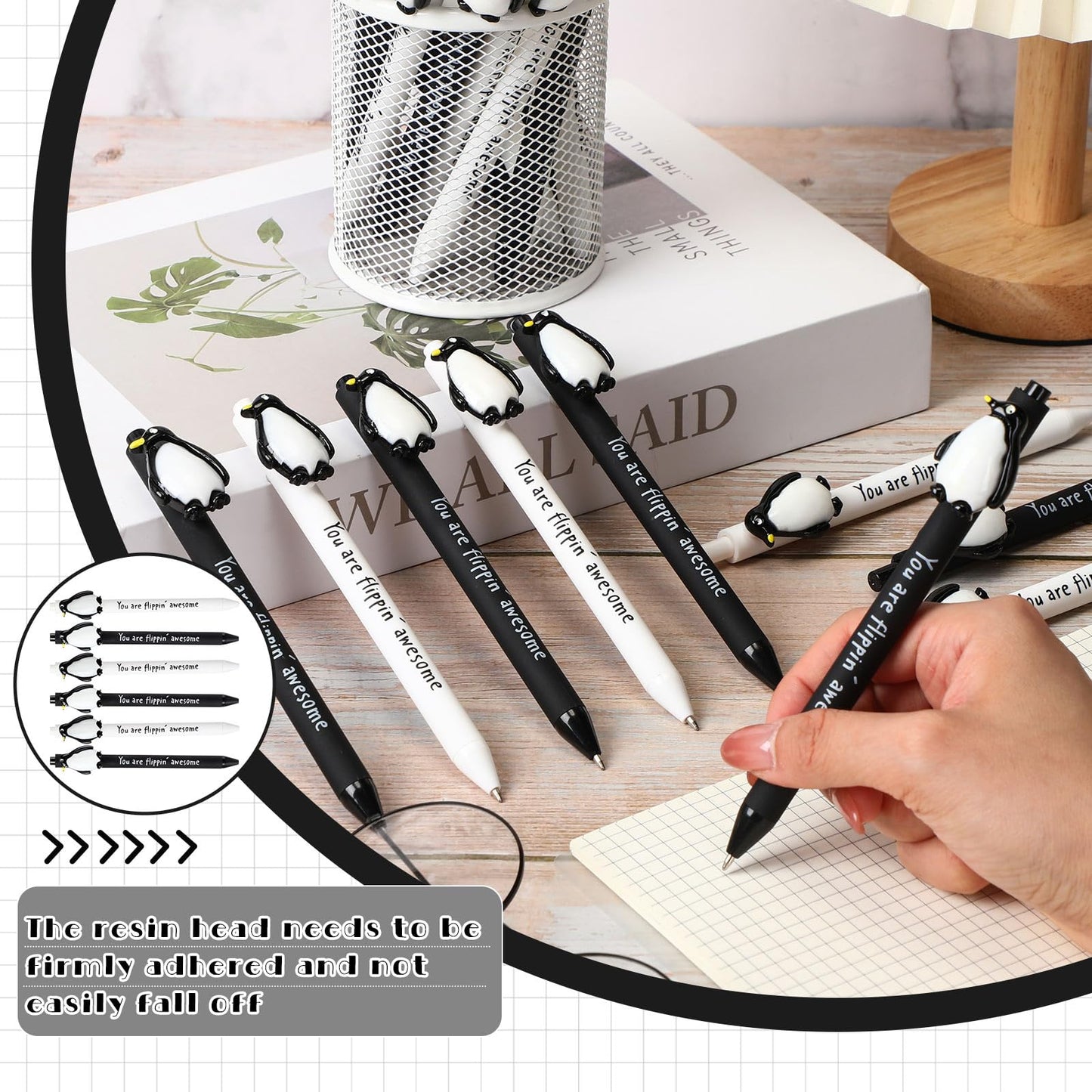 30 Pcs Positive Funny Pens Affirmation Gifts Bulk for Adults, Penguin