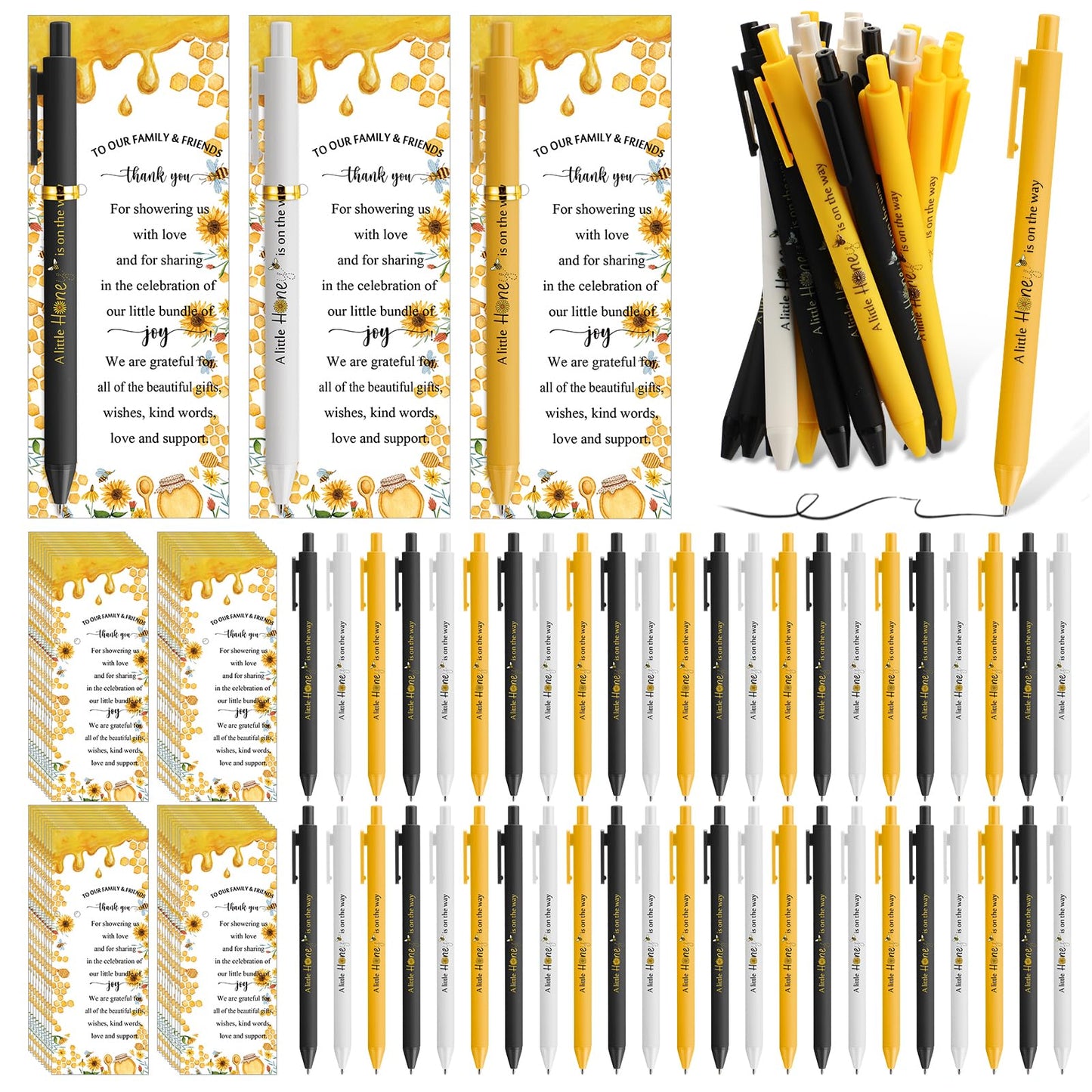 Engrowtic 100 Set Bee Baby Shower Gifts Pens for Guest Bee Themed Baby Shower Party Favors
