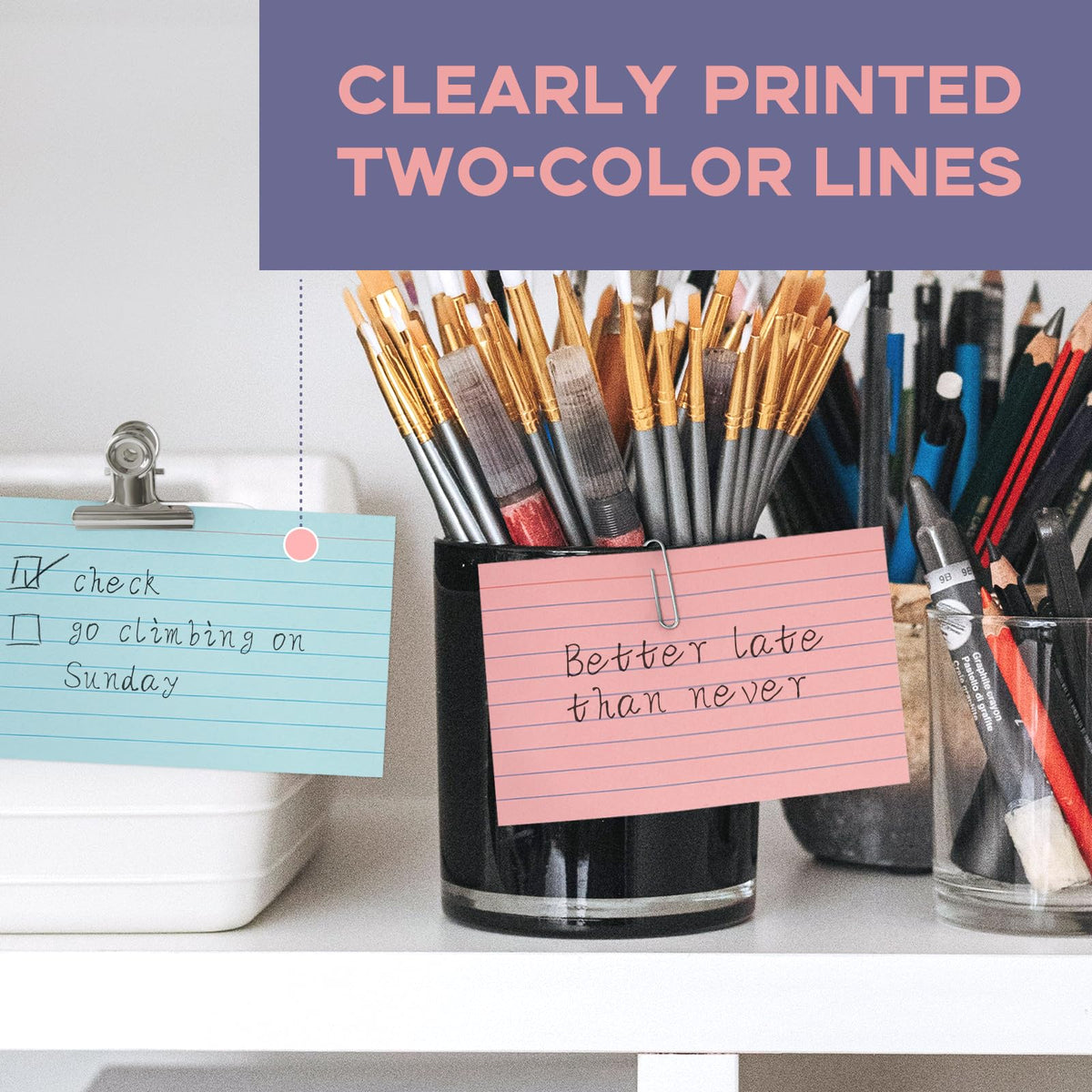 300Pcs Colored Index Cards 5x8, Single Sided Ruled Flash Cards 6 Color