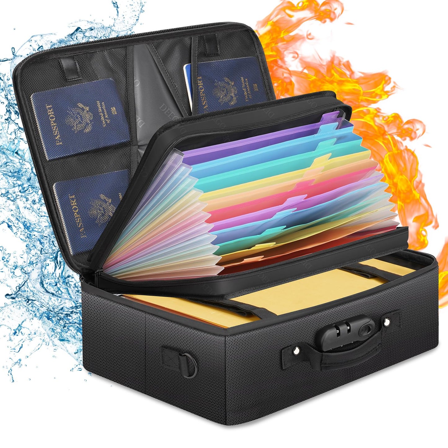 DEEGO Fireproof Document Organizer With Lock,Important Document Folder