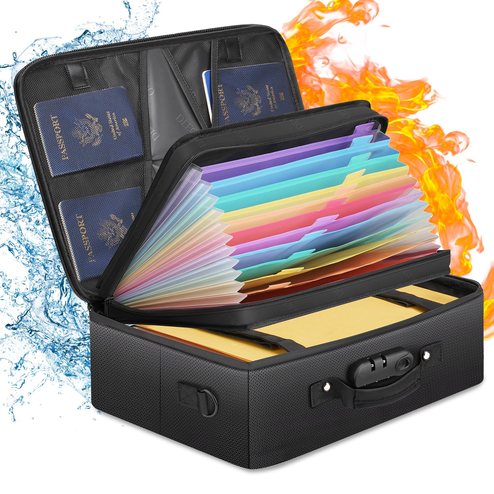 DEEGO Fireproof Document Organizer With Lock,Important Document Folder