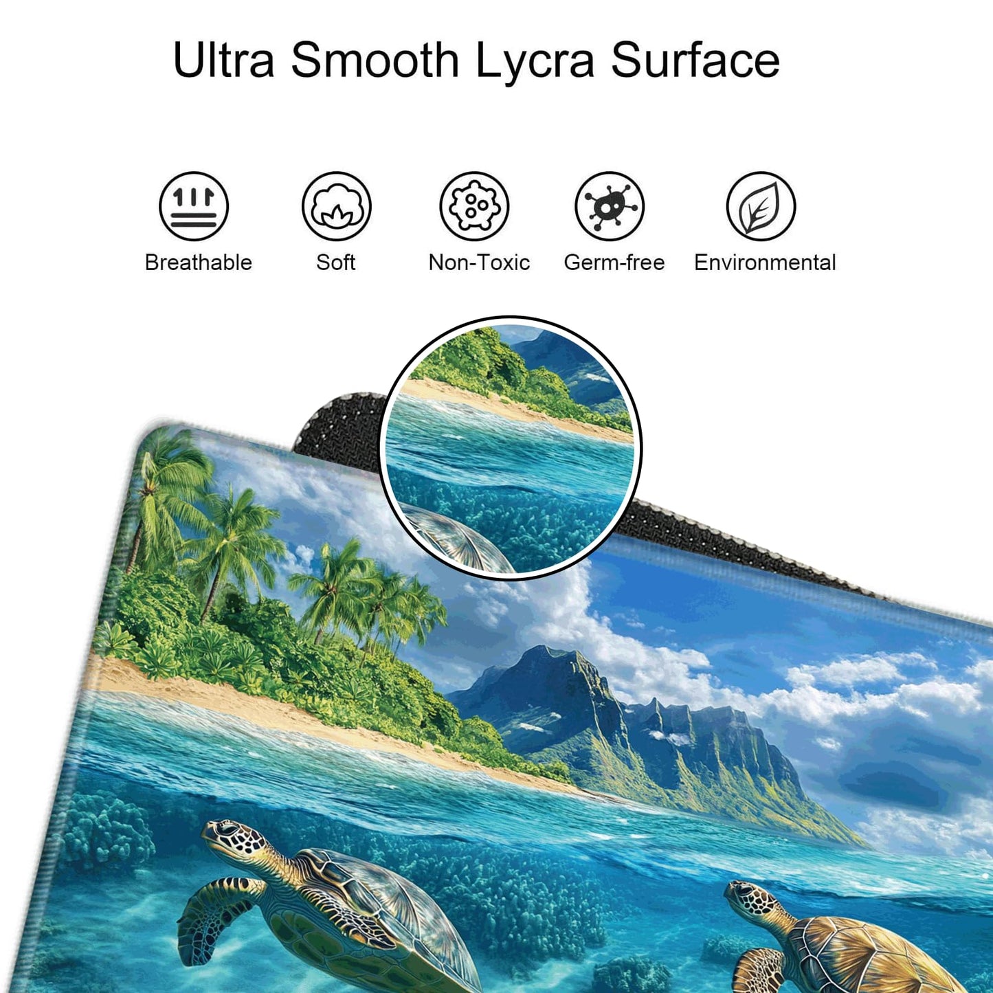 Gaming Mouse Pad Sea Turtle Mousepad 24x12 Inch Desk Mat XL Long Desk Pad Non-Slip Rubber Base