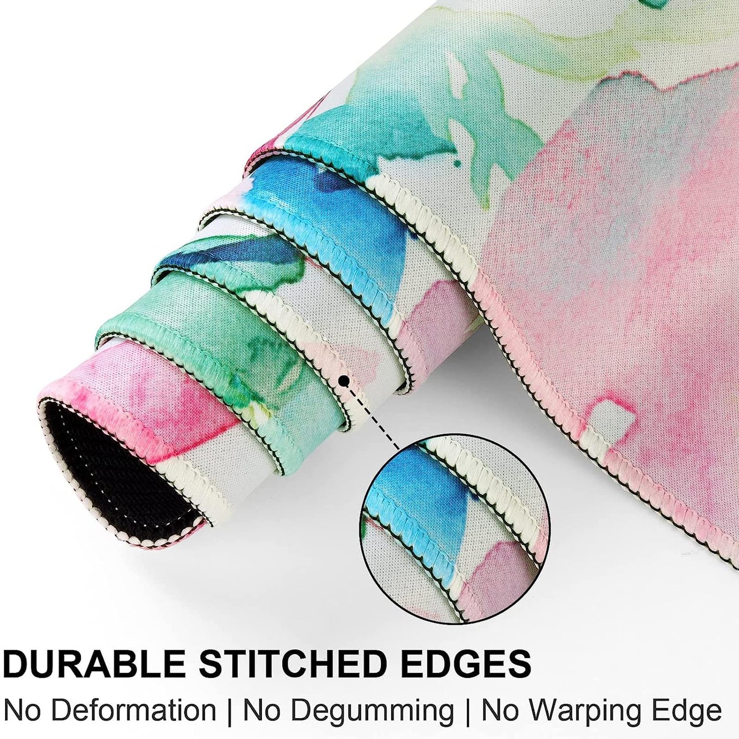 HAOCOO Floral Extended Desk Pad, Large Mouse Mat With Edge Stitching, 2 MM Thick Waterproof