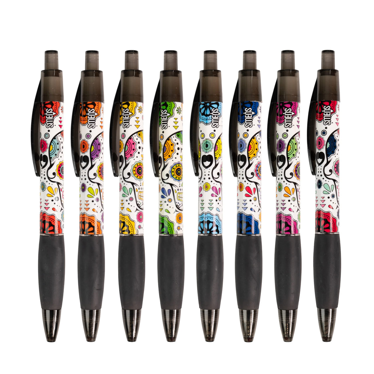 Sugar Skull Smens (2 Pack) - Scented Pens, Black Ink, Medium Point - 8 Count
